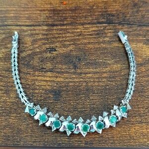 Vintage Silver and Green Bracelet